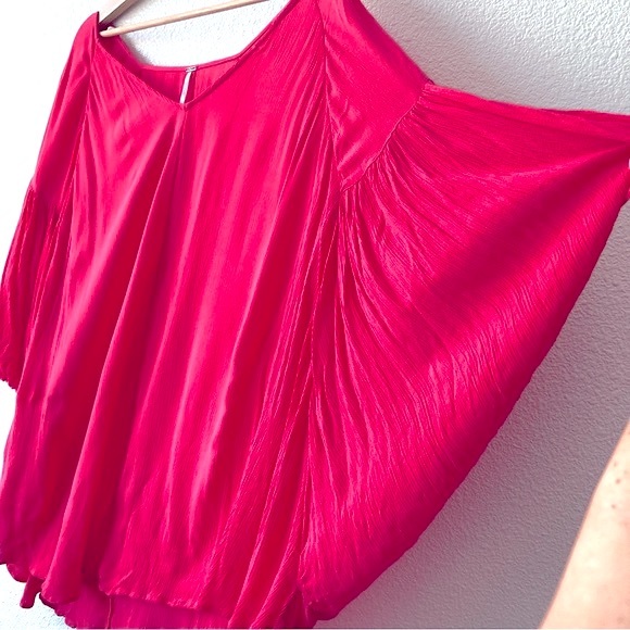 Free People Flowy Oversize Tunic Top Xs Rayon Billowy Sleeves Boho - Picture 4 of 16